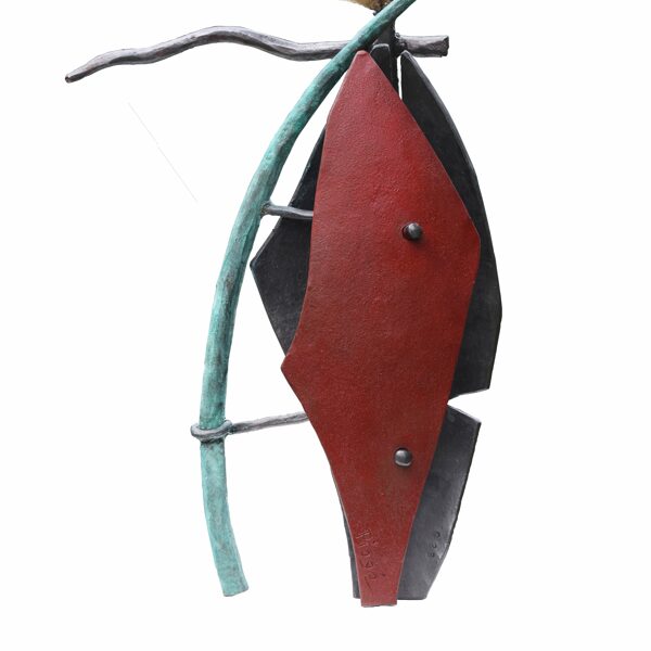 LA NUIT DU CHAT ( acier forgé, bronze ) H 40cm