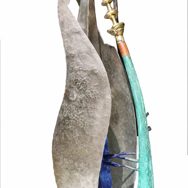 OCEAN ( acier forgé, bronze , palissandre inox ) H 38 cm