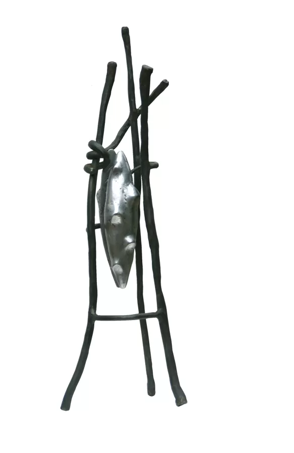 face à face  ( acierforgé , aluminium  ) H 40 cm x 13