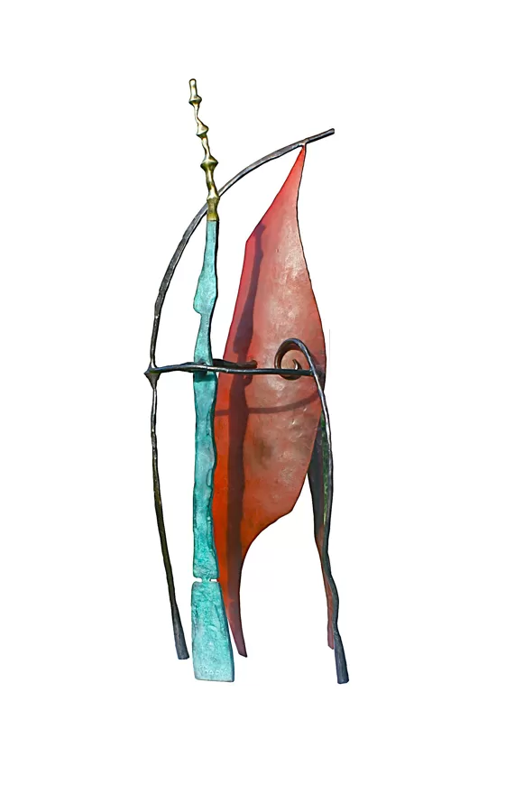 Absinthe ( acier forgé , bronze, pigments ) H 80 cm x 40 cm
