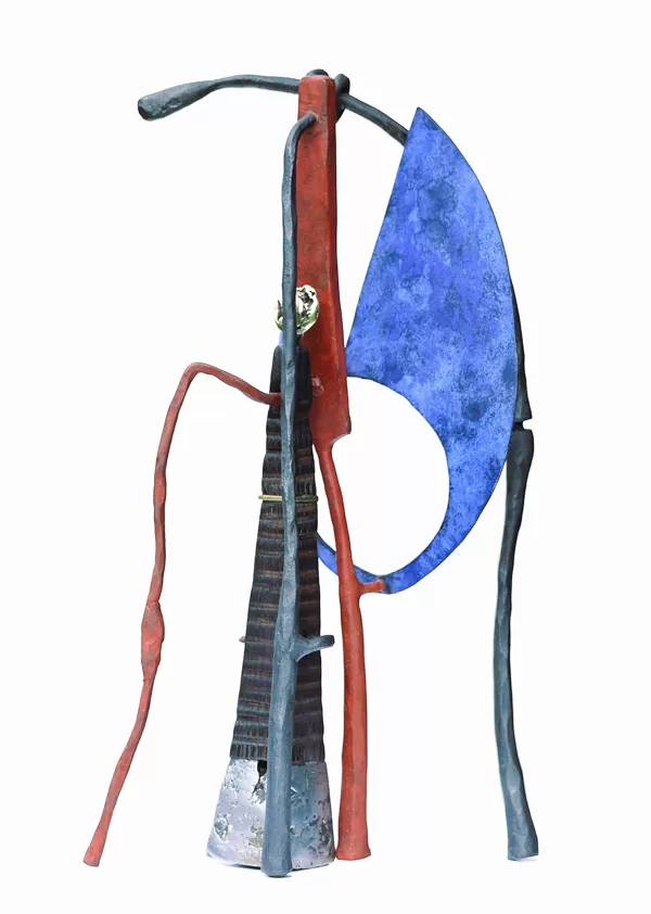 AURORE  ( acier forgé, bois , aluminium , bronze ) H 38 cm