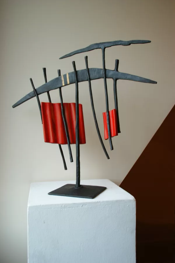  Jour d'orage ( Acier forgé, cédre teinté ) H 40 cm x 38