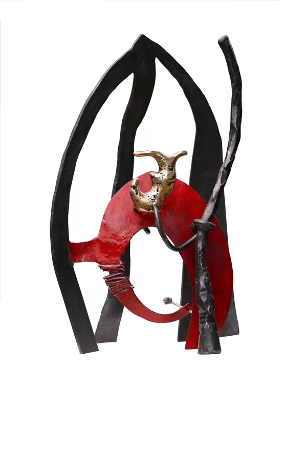 PlEIN FEU  ( acier forgé , bronze ) H 40 cm