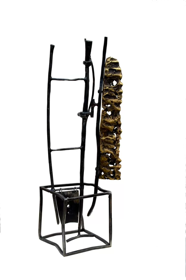 Aérienne  ( acier forgé , bronze, corne ) H 40 cm x 14