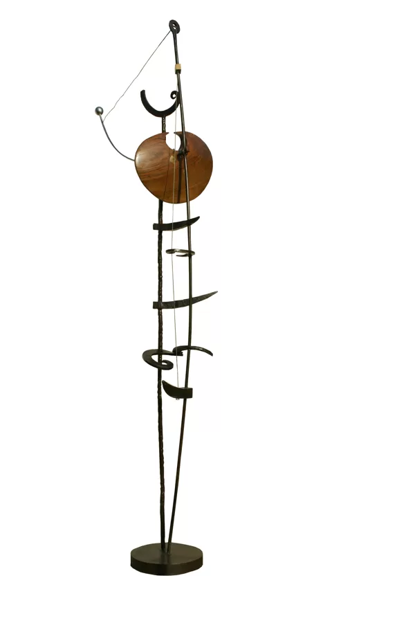La tête dans les étoiles ( acier forgé , noyer, inox ) H 160 x 60   collection privée