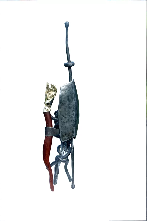 L'arbre à part ( acier forgé , inox , palissandre , bronze ) H 40 x 12 Collection privée