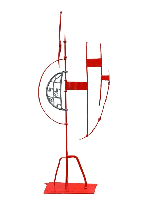 Le pélican ( acier forgé peint , inox ) H 223 cm x 90 