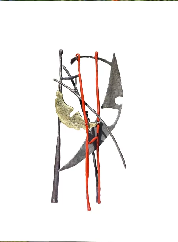 Séléné (acier forgé, bronze, inox, pigments ) 39 cm x 20( collection privée ) 